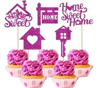 Confezione da 30 decorazioni per torte dolci per la casa, per il compleanno, decorazione per le ragazze, per l'inaugurazione della casa, decorazione per torte di compleanno, viola