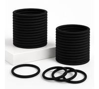 Confezione da 30 elastici per capelli neri, senza cuciture, per capelli spessi, senza metallo, per coda di cavallo per donne, ragazze, scuola e sport