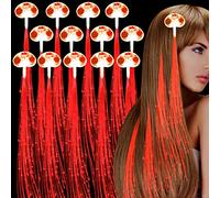 Confezione da 30 fermagli per capelli con luci a LED, in fibra ottica, per trecce e trecce, per feste, festival, feste, bar, concerti (rosso)