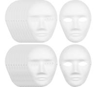 Confezione da 30 maschere intere per opere, maschere fai da te in carta bianca in grandi quantità, semplici maschere per palla di Halloween per ballo, festival e cosplay party (15 pezzi maschio + 15