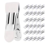Confezione da 30 mollette resistenti in metallo da 5,5 cm, mollette da bucato per asciugare foto, bucato, mollette per sacchetti per alimenti, cucina, in acciaio inox con gomma, colore: bianco