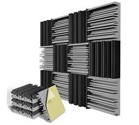 Confezione da 30 pannelli fonoassorbenti autoadesivi in schiuma per parete, 30 x 30 x 5 cm, pannelli acustici ad alta resilienza, pannelli fonoassorbenti, per studi domestici, uffici, colore: nero e