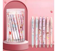 Confezione da 30 penne Kawaii con adesivi, penne gel retrattili da 0,5 mm, inchiostro gel a sfera ad asciugatura rapida, penne nere e articoli di cancelleria per il ritorno a scuola (A)