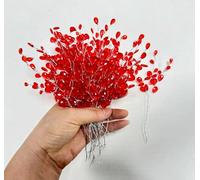 Confezione da 30 plettri floreali a goccia e morbidi steli in acrilico, 16,5 cm, bouquet di bacche artificiali, rametti di fiori con perline, per ghirlande, bracciali, fermagli per capelli da sposa
