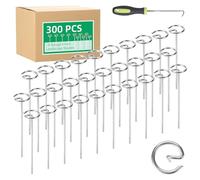 Confezione da 300 picchetti da giardino a forma di G, ispessiti, calibro 8, puntine per paesaggio, resistenti, zincate, per fissare barriere erbacce, prato, recinzioni, tende (15 cm)