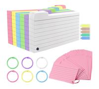 Confezione da 300 schede indice, 3 pollici x 5 pollici a righe con anello, con righe colorate e note su entrambi i lati