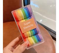 Confezione da 32 elastici per capelli color pastello per donne e ragazze, in morbido tessuto dai colori vivaci, delicati senza pieghe, con barattolo portaoggetti per tutti i giorni (02)