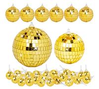 Confezione da 32 mini palline da discoteca, diverse dimensioni a specchio con corda da appendere, piccole palline da discoteca, decorazioni per torte, DJ, club, Natale, matrimoni, decorazioni per la