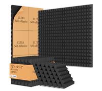 Confezione da 32 pannelli acustici in schiuma, 30,5 x 30,5 x 5,1 cm, pannelli fonoassorbenti per pareti, ad espansione rapida, design piramidale, ad alta densità, riduzione del rumore, con