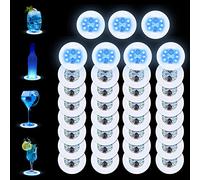 Confezione da 35 sottobicchieri a LED, adesivi a LED che si illuminano da bar, sottobicchieri per bottiglie di vino, birra, vino, bevande, tappetino per casa, colpi lampeggianti, luce per feste,