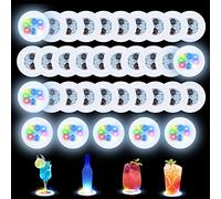 Confezione da 35 sottobicchieri a LED, adesivi a LED che si illuminano da bar, sottobicchieri per bottiglie di vino, birra, vino, bevande, tappetino per la casa, per feste, matrimoni, bar (colorati)