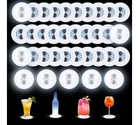 Confezione da 35 sottobicchieri a LED, adesivi a LED che si illuminano da bar, sottobicchieri per bottiglie di vino, birra, vino, bevande, tappetino per casa, colpi lampeggianti, luce per feste,