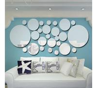 Confezione da 36 adesivi murali rotondi a specchio, pannelli decorativi 3D autoadesivi e rimovibili per soggiorno e camera da letto.