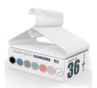 Confezione da 36 grucce in plastica resistente, prodotte negli Stati Uniti, confezione da 20, 30, 50, 100 pezzi, resistenti, grucce in plastica spessa, per armadi e vestiti (bianco)