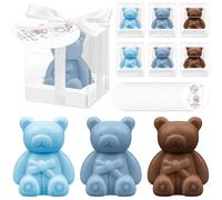 Confezione da 36 regali di sapone a forma di orso, inclusi biglietti di ringraziamento e sacchetti regalo per baby shower (3 colori)