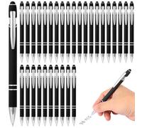 Confezione da 38 penne retrattili nere con punta stilo, perfette per dispositivi touchscreen, struttura in silicone e alluminio