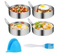 Confezione da 4/6 anelli per uova, 8,9 cm, antiaderente in acciaio inox, per friggere uova, griglie, panini, cucina, bistecche, gadget da cucina per colazione (8,9 cm (4 pezzi)