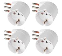 Confezione da 4, Adattatore salvaspazio ad angolo, bianco, piegato a 90°, spina piccola 10A, presa schuko 10A/16A, adattatore compatto, perfetto per ambienti ristretti