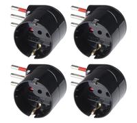 Confezione da 4, Adattatore salvaspazio ad angolo, nero, piegato a 90°, spina piccola 10A, presa schuko 10A/16A, adattatore compatto, perfetto per ambienti ristretti
