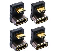 Confezione da 4 adattatori da mini HDMI a HDMI 2.1 a forma di U 8K, (su e giù), angolo di 180 gradi, da mini HDMI maschio a HDMI femmina, supporto 8K a 60Hz, 4K a 120Hz, UHD per TV, monitor, laptop