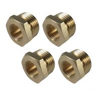 Confezione da 4 adattatori riduttori in ottone da 3/4 GHT a 3/8 per raccordo NPT per rubinetto da giardino, maschio femmina, boccola esagonale per tubi dell'acqua esterni, convertitore filettato