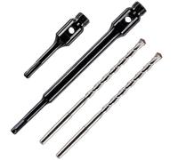 Confezione da 4 adattatori SDS per trapano, pergolati e punte centrali per l'uso con punte diamantate. Sistema a codolo conico K. Filettatura BSP da 1/2". 1 adattatore SDS lungo 115 mm e 1 adattatore