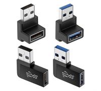Confezione da 4 adattatori USB 3.0 con inclinazione verticale, da maschio a femmina.