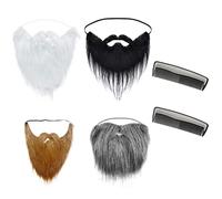 Confezione da 4 barbe finte con 2 pettini, accessori per costumi di Halloween, forniture per feste, barbe di Halloween, accessori per cosplay, decorazioni di Halloween, puntelli per travestimenti