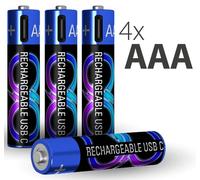 Confezione da 4 batterie ricaricabili AAA 600mAh USB C + CBL 4 in 1
