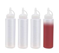 Confezione da 4 bottiglie da spremere in plastica da 250 ml, con tappo, per condimenti e ketchup, per salse, barbecue, condimenti per insalata, vernice, olio, glassa, liquidi, arte, artigianato, colla