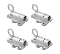 Confezione da 4 bulloni a molla in lega di alluminio con blocco automatico a rimbalzo per porte di capannoni e uso domestico, set di ricambio con viti (argento)