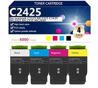 (Confezione da 4) C2425 Cartucce Toner ad altissima Capacità per Lexmark C2325 MC2325 C2425 MC2425 MC2535 MC2640 Stampanti, Stampa ad Alto Volume, Stampe Nitide, 6000 Pagine,BCMY-1 pack