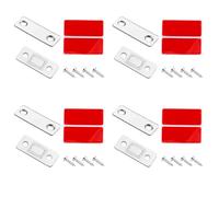 Confezione da 4 Calamite Autoadesive per Porte, Calamite Argentate, Chiusure Magnetiche Piatte Autoadesive per Ante di Armadi e Portefinestre - Calamite per Mobili Resistenti alla Corrosione con una T