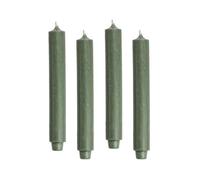 Confezione da 4 candele rustiche, altezza: 30 cm, diametro: 3,2 cm, durata 21 ore, candele spesse, candele da tavola, candele da chiesa, colore: verde olio