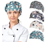 Confezione da 4 cappelli da chef per donne e uomini, regolabili ed elastici, cappellini da cuoco, da cucina, per servizi di ristorazione, 4 pezzi, taglia unica, A - Eleganti 4 pezzi, taglia unica