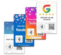 Confezione da 4 carte per rubinetto per recensioni sociali | Recensione codice QR | Scheda di revisione senza contatto | NFC Tap Card | Uso illimitato delle carte nfc