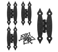 Confezione da 4 cerniere ad H in ferro anticato nero da 9 cm, per armadietti, porte di armadietti, piccole cerniere decorative piatte in legno, piccole cerniere decorative nere per armadio, cassetto