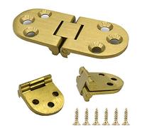 Confezione da 4 cerniere pieghevoli in ottone con bordo rotondo da tavolo pieghevole a 180 gradi, per tavolo maggiordomo e porta mobili con viti, colore oro