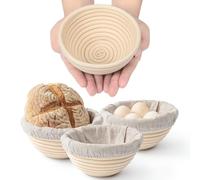 Confezione da 4 cestini per la lievitazione del pane - Mini Banneton da 12,7 cm per ciotole per pane e pagnotte fatte a mano - perfetti per la cottura a lievito naturale, test in piccoli lotti, rattan