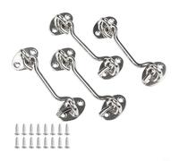 Confezione da 4 chiavistelli a gancio e occhiello, 10,2 cm, in acciaio inox, con bordo liscio, per barn, capannoni, garage, recinzioni, porte di sicurezza in legno