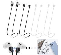 Confezione da 4 cinghie magnetiche anti-smarrimento per AirPods, ultra resistenti, magnetiche, anti-smarrimento, in morbido silicone, cordino sportivo compatibile con AirPods 1, 2, Pro, 2, 3, (2 nero