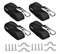 Confezione da 4 cinghie per barca, cinghia per tendalino regolabile larga 1 pollice con hardware in metallo per tettuccio marino e supporto per tenda, 28-60 pollici (nero con accessori), cinghia per