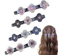 Confezione da 4 Cinque Foglie Clover Clip per Capelli, Clip per Capelli, Fiori, Accessori per Capelli di Cristallo, Donne Intrecciate, Ragazze, Creare una varietà di acconciature alla moda