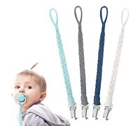 Confezione da 4 clip per ciuccio, clip per ciuccio senza BPA, per ragazzi, in cotone, per ciuccio intrecciato, per neonati, ragazze, essenziali, doccia per la dentizione del bambino