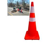 Confezione da 4 coni stradali leggeri in PVC, impilabili con collare riflettente for emergenze stradali, sport, progetti fai da te(66cm/26in)