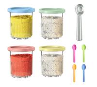 Confezione da 4 contenitori per gelato di ricambio NC500 NC501 per Ninja Creami Deluxe serie NC501/NC500, vasetti ninja creamy deluxe,contenitori per gelato con coperchi e cucchiai a prova di perdite