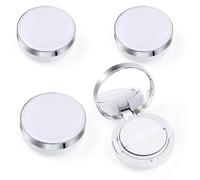 Confezione da 4 contenitori vuoti da 15 g con cuscinetto d'aria per cipria, con spugnetta e specchio, per fondotinta liquido, BB cream, bianco e argento