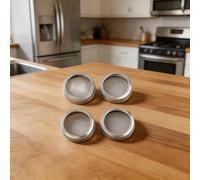 Confezione da 4 coperchi multiuso in acciaio inox, 7 cm | Rete sottile staccabile, previene la perdita, facile risciacquo e drenaggio, favorisce il flusso d'aria, crescita igienica