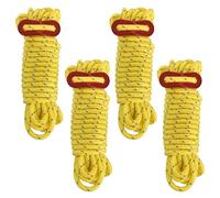 Confezione da 4 Corde da Campeggio,4m x4 mm Tiranti Corda per Tende,Corda per Tenda Riflettente,Corda da Campeggio Leggera con Tenditore,per tende da Campeggio all'aperto Antivento (Giallo)