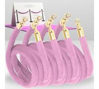 Confezione da 4 corde in velluto rosa - 1,2 m di corde per il controllo della folla con chiusure dorate per eventi, feste e tappeto rosso, corde barriera in velluto resistente per la gestione delle